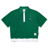 23 テリーカラージッパーショートスリーブ / 23 TERRY COLLAR ZIPPER SHORTSLEEVE WHITE / GREEN