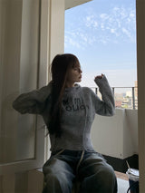 First Angora Letterang Hooded Knit