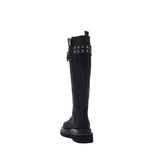 Buckle Lace-Up Walker Boots(Black)