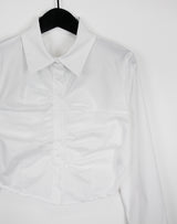シアニングクロップシャツ/Shirring Crop Shirt (4color)