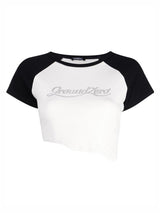 Logo crystal-embellished raw-cut T-shirt
