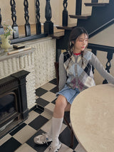 アーガイルルーピーカーディガン /  argyle loopy cardigan