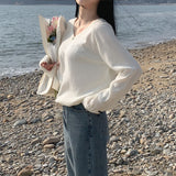 [Bellide made] Soft loose V-neck knitwear