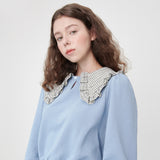 CHECK COLLAR CROP SWEATSHIRT_PASTEL BLUE (6609871077494)