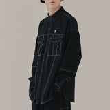 ツーポケットステッチシャツ / TWO POCKET STITCH SHIRT_BLACK