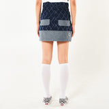 フェンススイングデニムミニスカート / FENCE SWING DENIM MINI SKIRT (BLUE)