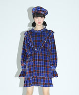 チェックラッフルベイビードールドレス / check ruffle babydoll dress (4193668661366)