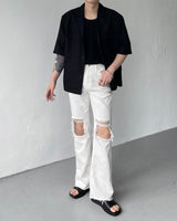 ミュファダメージカッティングデニム / MG617 Mufa Damage Cutting Denim (2 colors)