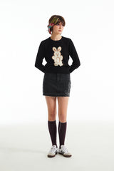 チェリープラネットデニムスカート / CHERRY PLANT DENIM SKIRT [BLACK]