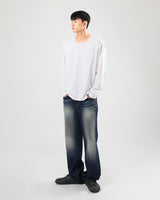 UネックシルケットロングスリーブTシャツ/U neck silket long sleeve 2color
