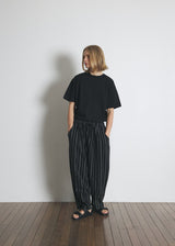DOTTED-STRIPE BALLOON SWEAT PANTS (Black) / ドットストライプバルーンスウェットパンツ