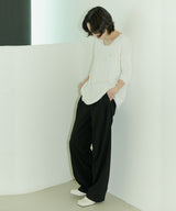UNISEX PINTUCK STITCH WIDE PANTS W - BLACK (6689418903670)
