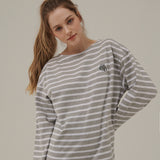 スモールロゴストリプロングTシャツ / SMALL LOGO STRIPE LONG SLEEVE T-SHIRT_GRAY