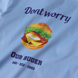 ドントウォーリーハンバーガーユニセックス半袖ワークシャツ / Dont Worry Hamburger Short-Sleeved Unisex Work Shirt