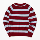 カシミアウールブレンドストライプニットプルオーバー/CASHEMERE WOOL BLENDED STRIPE KNIT PULL OVER_BURGUNDY