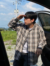 Avant-check hooded shirt  3C