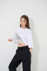 メッシュショートスリーブクロップTシャツ / TOP(9238) Mesh Short Sleeve Crop Tee