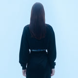 バタフライクロップスウェットシャツ/0 8 butterfly crop sweat shirt - BLACK