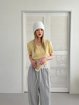 [MADE] Short Sleeve Crop Knit Top
