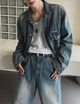 【PREMIUM/MADE】シグネチャーモールドクロップデニムジャケット