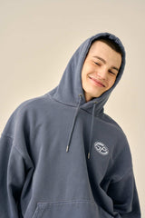 PIGMENT OVERSIZED LOGO HOOD - BLUE