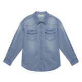 Fade-wash western denim shirt