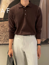 ローウォッシャブルボタンカラーニットウェア / Low Washable Button Collar Knitwear (9 colors)