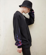ファイヤーパターン袖プリントトレーナー/スウェット/FIRE PATTERN SWEATSHIRT (4580960993398)
