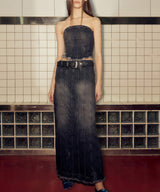 デニムパネルドチューブトップ / DENIM PANELLED TUBE TOP (BLACK)