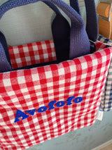 Porto check pattern bag picnic check cotton cloth bag cross shoulder tote bag S size