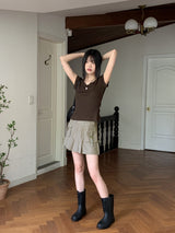 セルVネックスリムリブド半袖Tシャツ