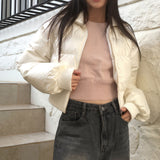 [Cashmere/12color] リモンラムウールラウンドクロップ長袖ニット