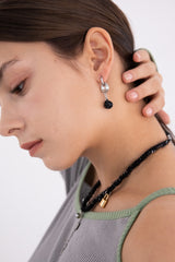 ドロップニットボールペンダントリングピアス/[2way] Drop knitball pendant ring earring
