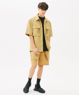 TWO POCKET STRING HALF SHIRTS (KHAKI) (6585202704502)