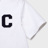 Cパッチユニセックス半袖オクスフォードシャツ / C Patch Short-Sleeved Unisex White Oxford Shirt