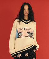 09ヘルガールケーブルニット / 0 9 hell girl cable knit (4579935682678)