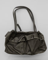 Wiltz leather washed pocket side zipper shoulder bag
