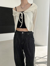 ラッフルカラーカーディガン/Ruffle collar cardigan (3color)
