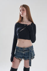 レイクロップドカーディガン / LAY CROPPED CARDIGAN