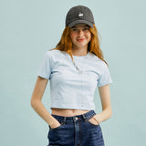スモールチェリークロップ丈のTシャツ／SMALL CHERRY CROP T-SHIRT [MELANGE SKY]