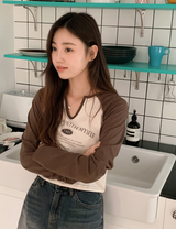レタリングラグランスプリットロングスリーブTシャツ (3color)