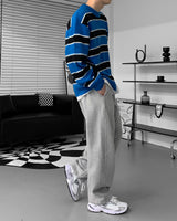 ウォパラウンドネックストライプモヘアニットウェア / EV WOPA Round Neck Striped Mohair Knitwear (3 colors)