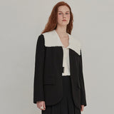 Belted no collar jacket - Black (6674900254838)