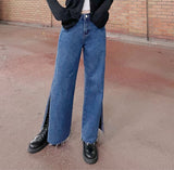 ワイドフィットスリットミディアムブルーデニムパンツ/WIDE FIT SLIT MEDIUM BLUE DENIM PANTS [16634]