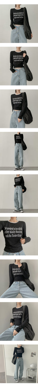 チャビーカラースパンデックス長袖Tシャツ