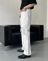 ニーディスミスホワイトデニムパンツ / MZ234 Knee Dismiss White Denim Pants