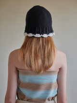 플라워벨햇 (블랙 앤드 화이트) / Flower bell hat (black and white) (6656026247286)