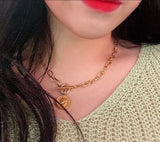 エリザべサンコイントグルバーチェーンシンプルネックレス / al Elizabethan coin toggle bar chain simple necklace
