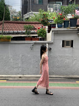 グリックフラワースクエアロングナシワンピース/Greek Flower Square Long Sleeveless Dress
