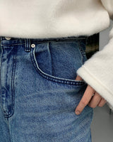 ワイドボタンデニムパンツ / SI Wide Button Denim Pants (2 colors)